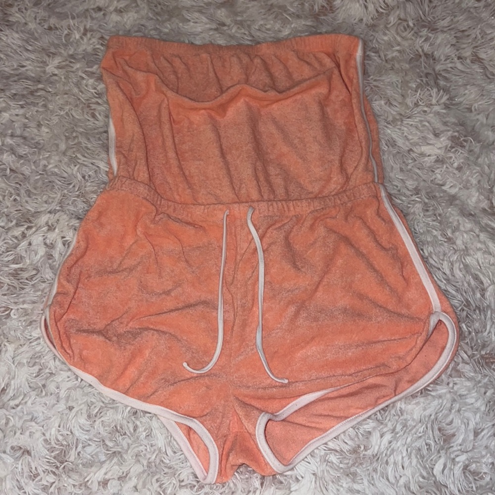 TERRY CLOTH STRAPLESS ROMPER